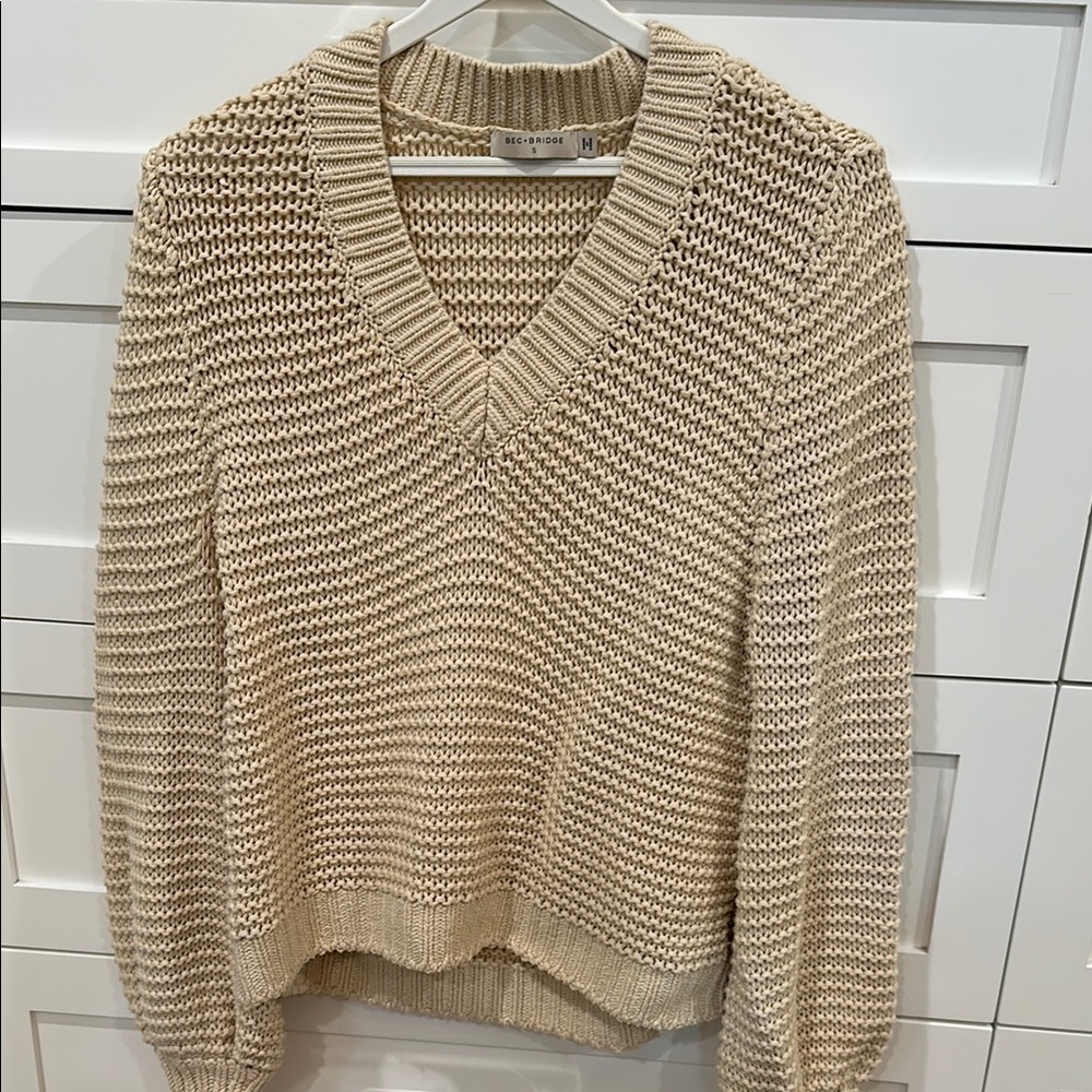 Bec + Bridge Beige V-Neck Sweater